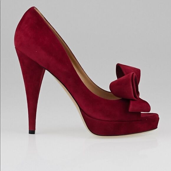 VALENTINO Garavani Couture Bow Pumps Red Suede - Picture 1 of 15